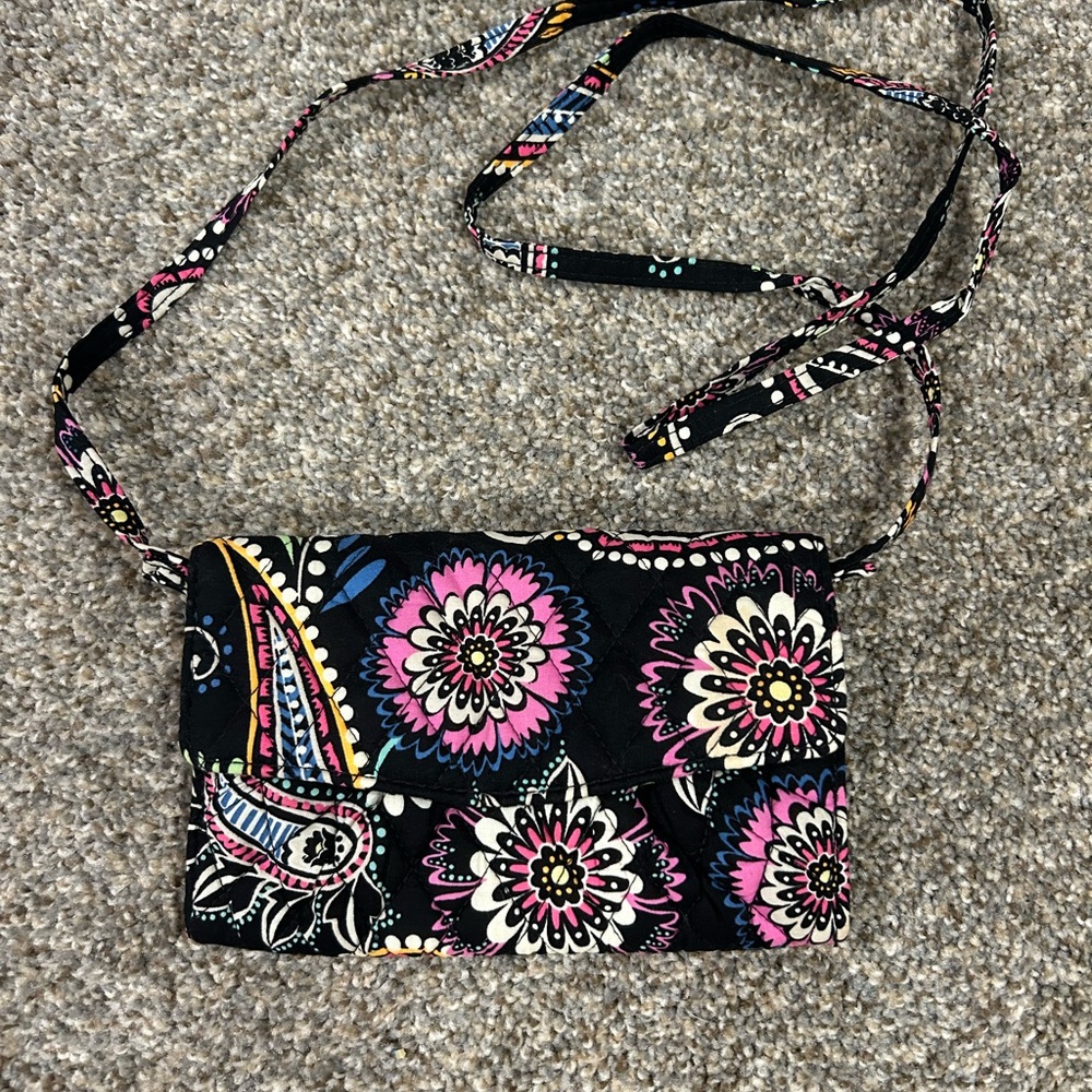 Vera Bradley Black and Pink Floral Crossbody Bag